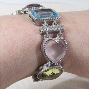 Retired/Rare Judith Ripka Sterling Multi-Gemstone Bracelet